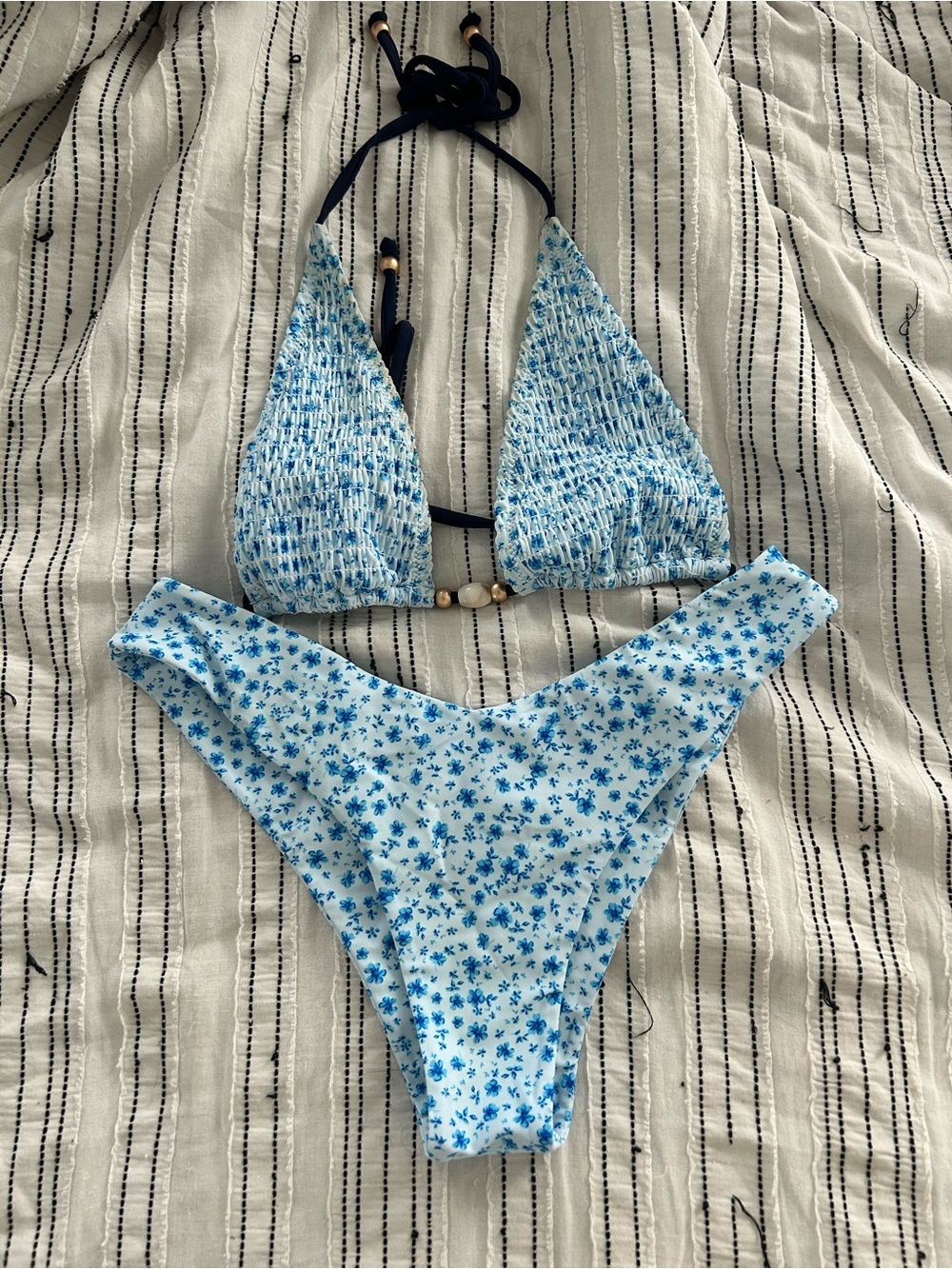Kulani Kinis Blue Floral Triangle Bikini Set